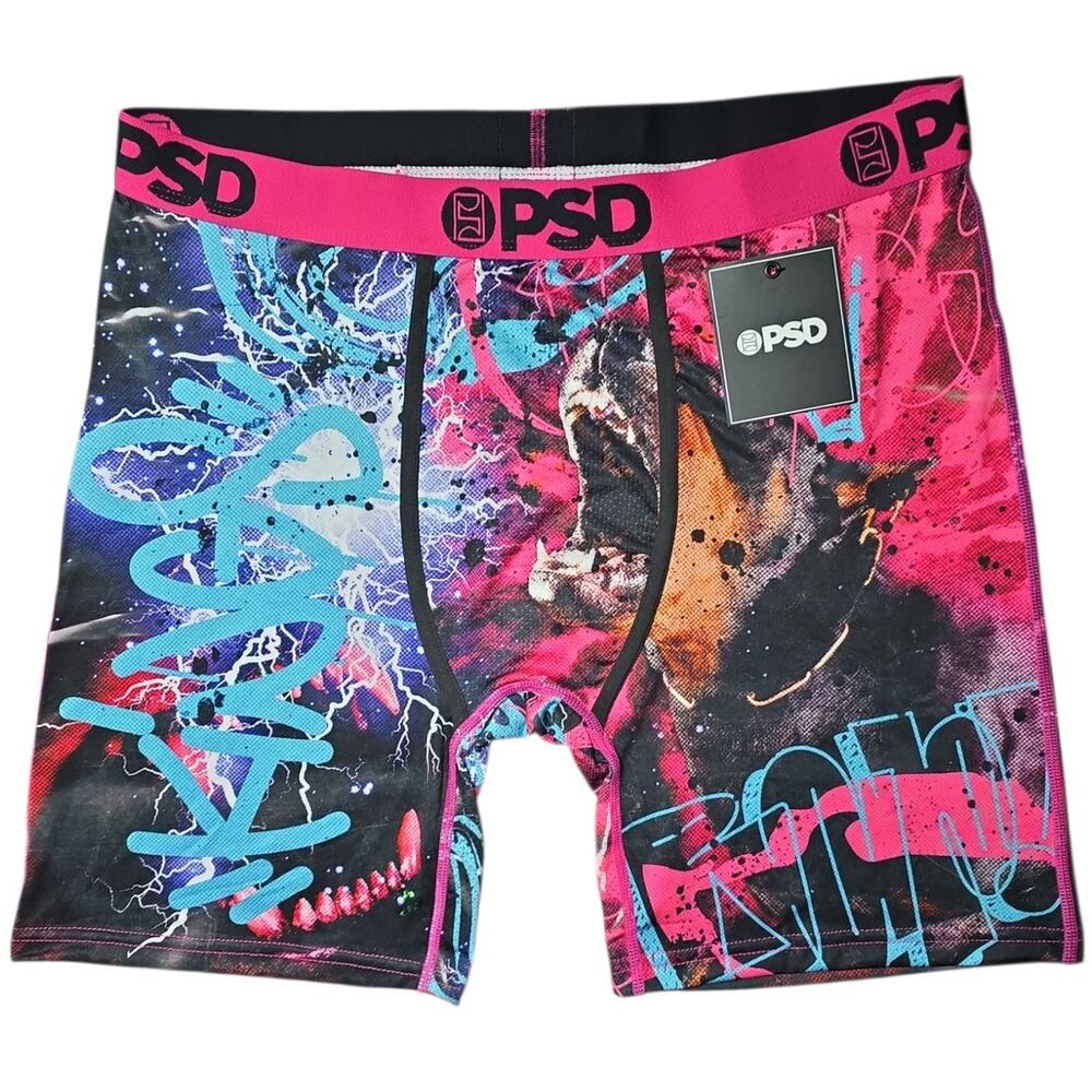 PSD Boxer Briefs Mens XL 7in Kings Dog Graffiti Graphic Athletic Underwear NWT